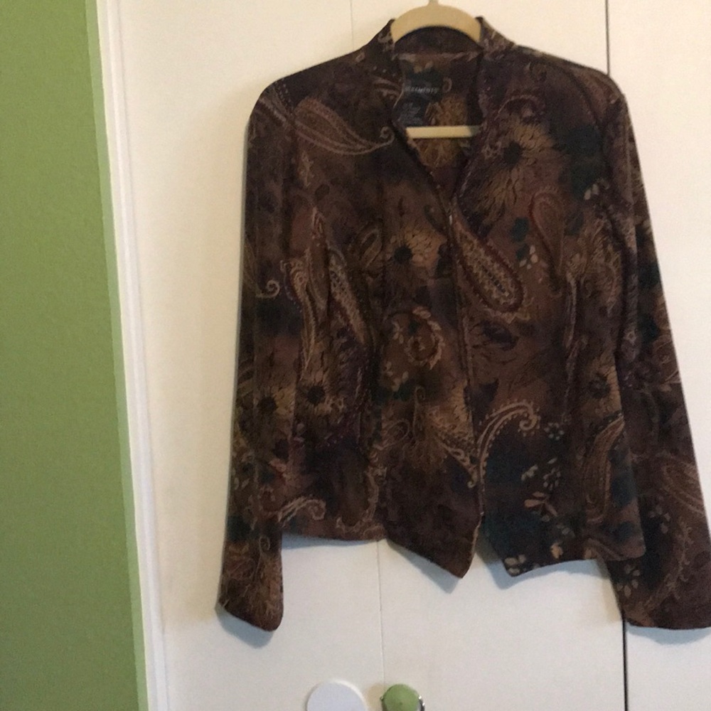 Brown Paisley Zipper Front Jacket